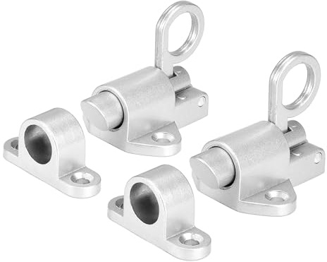 QWORK® 2 Stück Spring Riegelschloss, Automatische Verriegelung Schlossriegel für Holztüren, Schranktüren, Balkontüren, Gartentüren, Fenster (Silber)