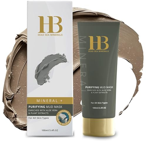 HB Dead Sea Minerals Gesichtsmaske mit Aloe Vera & Totes Meer Schlamm – Gesichtscreme für intensive Hautpflege, ideal Gesichtsmaske Frauen und Männer, 100ml