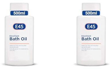 E45 Bath Oil 500 ml – E45 Bath Oil Emollient to Moisturise & Hydrate Dry Skin – Gently Cleanses for Soft Skin – Soap Free & Perfume Free Emollient Bath & Shower Oil Body Wash - Dermatologically Tested