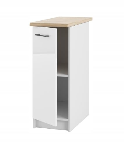 Unterschrank mit Arbeitsplatte 30 cm – Kompakte - praktische Küchenlösung aus MDF mit glänzenden Fronten - einfach zu montieren - ideal für kleine Küchen oder als zusätzliche Stauraumeinheit