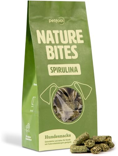 petifool Nature Bites Spirulina | natürlicher Hundesnack | Spirulina und Algen | Ohne künstliche Zusätze | Getreidefrei | Vegan | 200g | Aus Deutscher Herstellung
