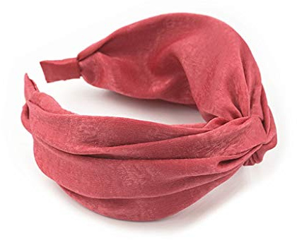 Serre-tête rétro en satin de couleur unie super large en tissu croisé à large bord