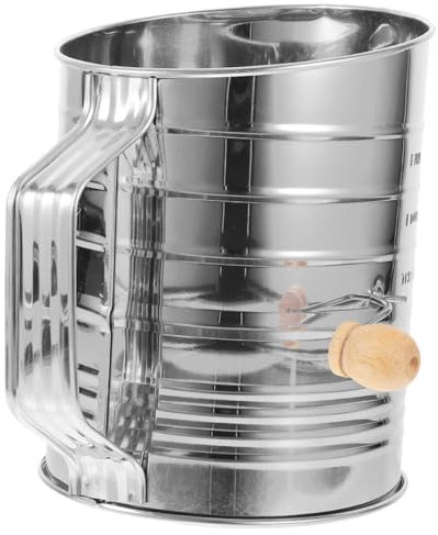 Cabilock Stainless Steel Flour Sieve Cup Fine Mesh for Baking Cakes and Spice Loop Agitator Quick Sifting Flour Tool