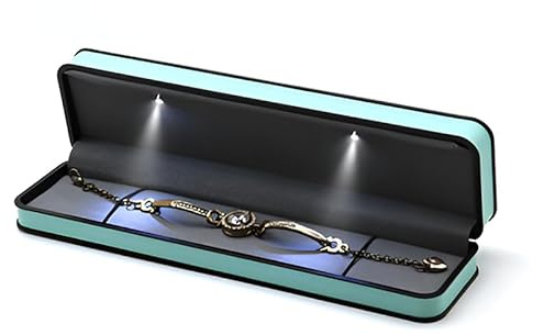 HSLFUAI LED Schmuckkästchen mit Licht – Luxus Geschenkbox für Ring, Armband, Halskette oder Kette – Beleuchtete Schmuckbox für Verlobung, Hochzeit, Geburtstag
