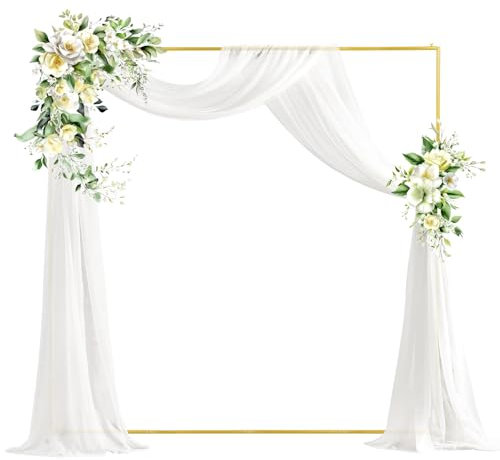 PlusFive Supporto quadrato per arco di palloncini, 1,8 x 1,8 m, per matrimoni, archi da giardino, archi in metallo, per cerimonie, feste, compleanni, baby shower, anniversari, decorazione per sfondo