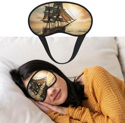 Augenmaske zum Schlafen, atmungsaktiv, lichtblockierend, Schlafmaske, Schiff, Segeln, allein, Nacht, Augenbinde, weich, bequem, Nacht-Augenschutz, Schattenabdeckung für Männer und Frauen