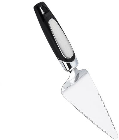 Cake and Pie Server, Stainless Steel Knife Cake and Server Cake Cutter with Serrated Edges for Cake Pizza (Black)
