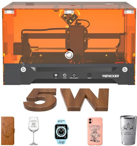 Macchina per incisione laser L2 Flex 5.5W con custodia, Include sistema di incisione laser, adatta per taglio e incisione su legno, metallo, vetro. Ideale per principianti (Classe 1, 5500mW)