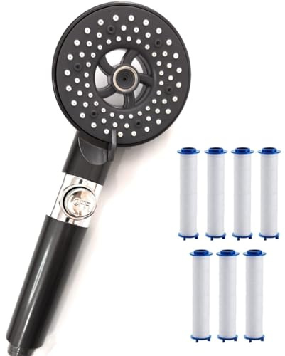 Cabezal de Ducha de Alta Presión con Filtro, 6 Modos para efecto SPA, ideal para ahorrar agua y para el cuidado de la piel en zonas de agua dura, Alcachofa de Ducha Antical + Filtros de Repuestos