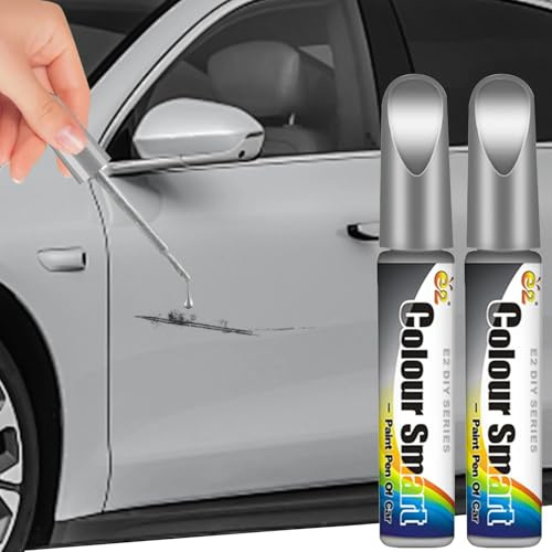 Toivize 2er Set Lackstift Auto, 12ml Auto Kratzer Reparatur Stift mit Pinsel, Autolack Reparatur für Steinschläge & Kratzer, Auto-Felgen Kratz Entferner, Lackstifte für Autos & Motorräder (Silber)