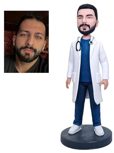 mydedor Custom Doctor Wackelkopf, personalisierbar, handgefertigt von Ihrem Foto – einzigartige medizinische Figur, Geschenk für Männer und Frauen, Vatertag, Muttertag, Abschlussfeier