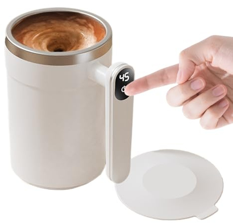 Taza de café con agitación automática, taza de mezcla automática, vaso recargable de acero inoxidable, taza de visualización inteligente de temperatura, agitador de bebidas portátil, para café con