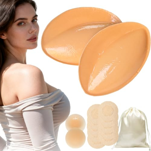 Wieysdoo Beidseitig Klebe BH-Einlagen, Selbstklebende Push-up Pads für mehr Volumen, Wiederverwendbare & Waschbare BH Pads