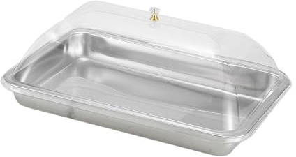 Baoblaze Vassoio da portata in acciaio inossidabile con coperchio a cupola, vassoio da portata rettangolare antipolvere per alimenti, per sala da pranzo, 40x30x5 Cm