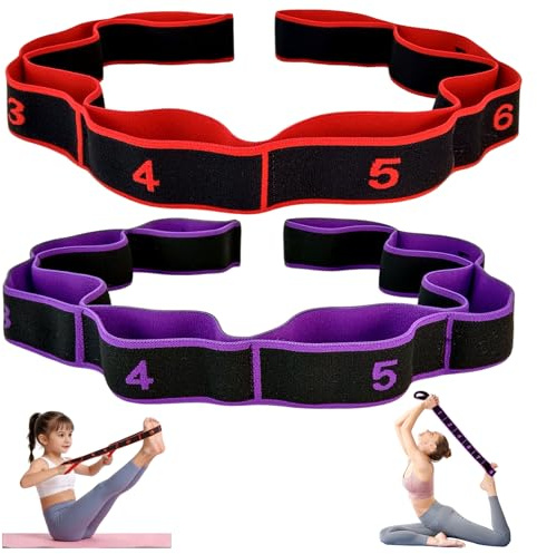 Audasi 2 Pièces Bande Elastique Musculation, 8 Niveaux de Forces Sangle d'exercice Extensible Elastique Musculation Yoga Stretch Bandes Très Élastique pour Latine Yoga Pilates Fitness