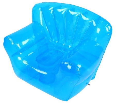Generic PVC Transparent Uppblåsbar Soffa Stol (Blå) | Uppblåsbart soffor med ergonomiskt ryggstöd, vikbar bärbar loungestol för camping, strand, picknick, kontor, nappar och