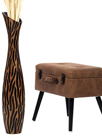Leewadee Grande Vaso Da Terra: Alto Vaso Stile Boho In Legno Di Mango Per Rami Di Pampa, 85 cm, Marrone
