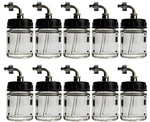 10x 22ml Airbrush Farben Glasbehälter 07 Farbtopf Mischglas Behälter Ausbewahrglas mit Anschluss für Airbrushpistole