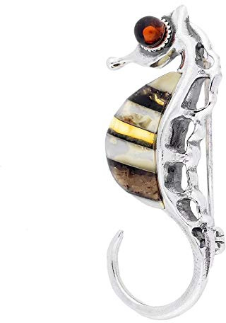 Djurtema bärnsten brosch nål/klämma för kvinnor – 925 sterlingsilver – välj mellan 12 olika stilar. Presentförpackad e sterlingsilver, cod. 060165-LBJ-BROO