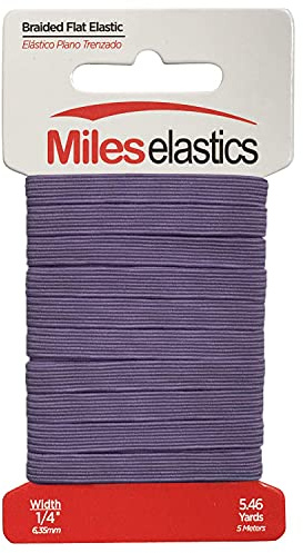 Miles Élastique plat tressé, élastique solide, élastique à coudre, élastique de 6,35 mm par 5 m | Élastique solide, lavable en machine et passe au sèche-linge | Certifié Oeko-tex | Lilas