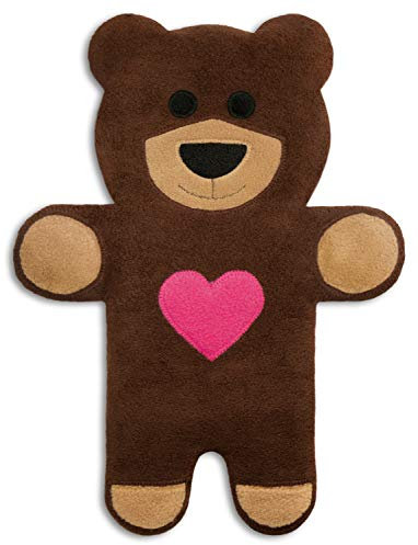 LESCHI Wärmekissen - 4 Kammer Körnerkissen für Mikrowelle - Tier Bär Teddy Dunkelbraun mit Herz - anschmiegsames Getreidekissen mit Bio Weizen - ideal als Wärmespender im Winter und für den Bauch