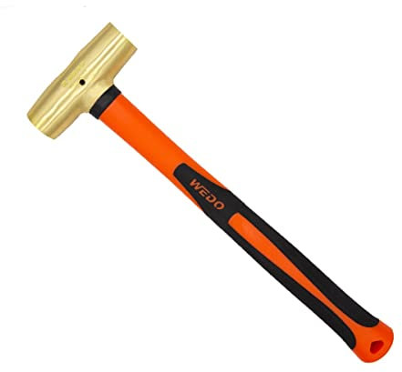 WEDO Marteau maillet en laiton avec manche en fibre de verre, 0,5 kg, 300 mm, 30,5 cm