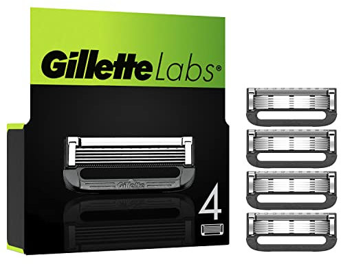 Gillette Labs Rasierklingen für Rasierer, 4 Ersatzklingen für Gillette Labs Nassrasierer Herren mit Reinigungs-Element und Heated Razor