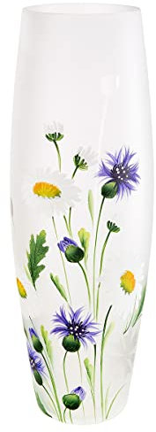 GILDE Ovalvase Wildblumen Glas blau, grün, weiß 39304