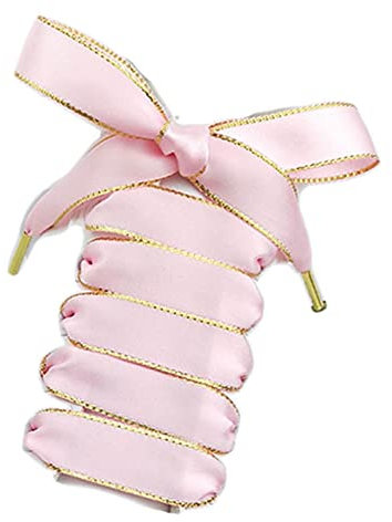 GIVBRO Lacci Larghi in Raso Rosa con Bordo Dorato, 1,5 × 120 cm