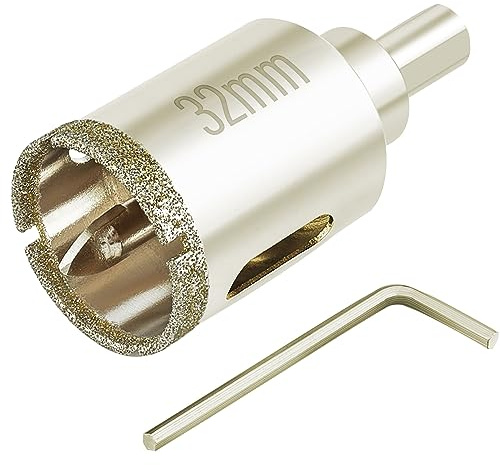 DaduoRi 32 mm diamanthålsåg med pilotbit, diamantspets 3,2 cm kakel hålsågbitar med styrborrkrona, enkel borrning för keramiska plattor, glas, porslin, marmor, granit
