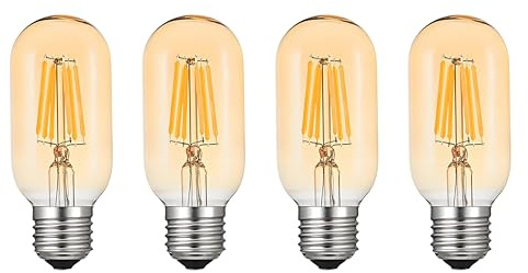 Jiotouhu Edison Vintage Glühbirne E27, LED 6W T45 Retro LED Lampe Warmweiß 2700K, Edison Glühbirne E27 Vintage Ideal für Pendelleuchte, Tischleuchte, Wandleuchte usw, Non-Dimmbar - 4er Pack