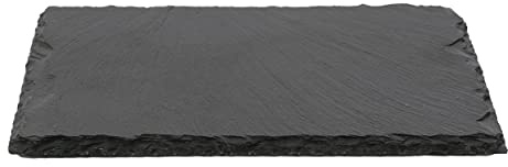 Plato Llano de Pizarra Natural, Fuentes de Cocina, Platos para Sushi, Plato de Pizarra, Bandejas para Servir Alimentos Quesos, Tapas Sushi, Negro, Tablas de Piedra 40 x 30 x 0,8 cm - 1 Unidad