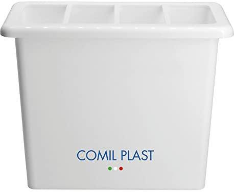 Comil Plast | Portafiori Interno in plastica per Vaso da cimitero Rettangolare Colore Bianco | Larghezza 16 cm, Altezza 14 cm con ghiera in Plastica Inclusa