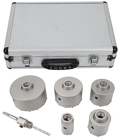 JMorCO Beton-Lochsägen-Set, 6-teilig, Wandlochschneider, Zementstein-Wandbohrer, runder Griff, SDS-Bohrer, für Granit, Mauerwerk, Keramikfliesen, Marmor, 40 mm, 65 mm, 80 mm, 100 mm, 125 mm