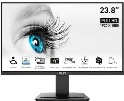 MSI PRO MP2412DE 23,8 pollici, FHD (1920 x 1080), 100 Hz, pannello VA, HDMI, Displayport, nero