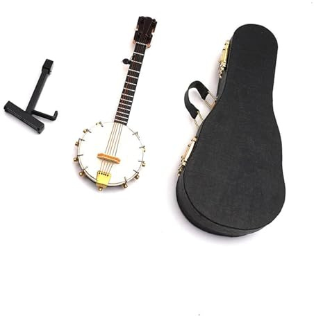 1 Stück Miniatur-Banjo-Modell Mit Halterung Und Koffer, Mini-Musikinstrumenten-Zubehör Musikinstrumente Miniatur (Size : 20cm)