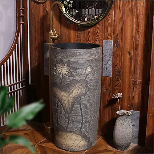 Waschtisch mit Waschbecken, Badezimmer-Waschbecken mit vollem Sockel, ovales Badezimmer-Waschbecken, Waschbecken mit Sockel, Keramik-Waschbecken, WC-Waschbecken mit Abfluss und was