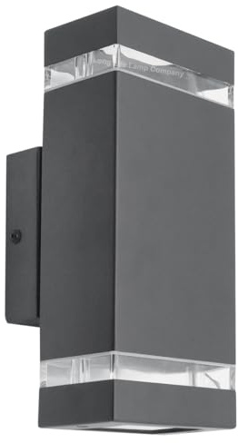 Long Life Lamp Company Rectangular Up Down Outdoor Wall Light Anthracite IP44 Clear Diffusers Modern Minimalist GU10 Garden Wall Light ZLC368B