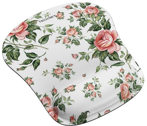 TECKNET Mouse Mat with Memory Foam Rest -Non-slip Rubber base- Special-Textured Water-Resistant Surface