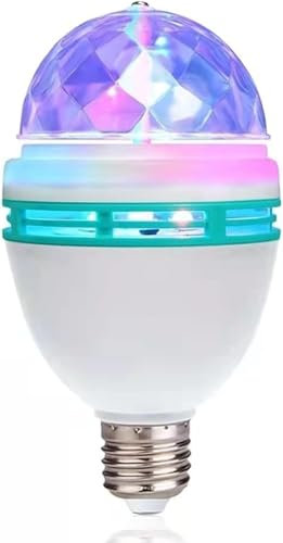 wisdom line Lampadina LED Rotante a Colori E27, Luce RGB Multicolore per Feste, Discoteche, Fotografia