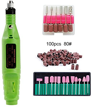 CVNIMV Taladro eléctrico para uñas, Juego de Brocas para uñas, fresadora para manicura y pedicura, Lima de uñas, Bandas de Lijado, Gel, 18 Piezas, Puerto de Corte para fresadora