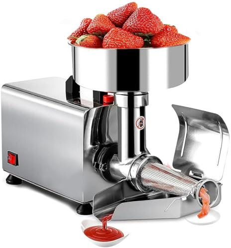Food Mill for Tomato Sauce, 90-160 Kg/h Electric Tomato Juicer, 370W Commercial Stainless Steel Food Grinder, Strawberry Blueberry Fruit Juicer, Tomato Press,110