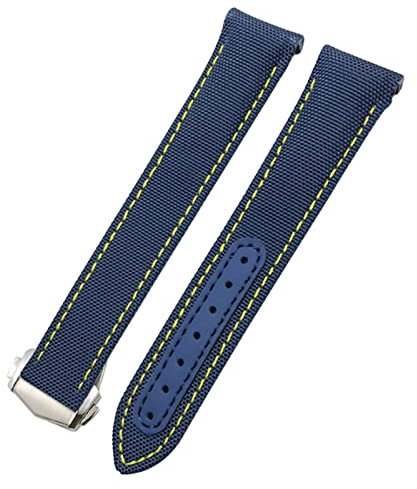 GSZCCZS 20 mm Canvas-Leder-Armband für Omega Seamaster 300 Speedmaster AT150 Planet Ocean Nylon-Uhrenarmband