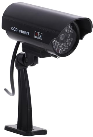 Fausse Caméra de Sécurité Noire en Abs, Moniteur de Caméra de Simulation | Haute Simulation, Usage Intérieur et Extérieur, Installation Facile, Étanche, Support de Montage et Vis Inclus