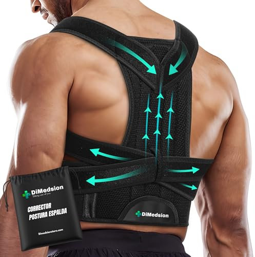 Dimedsion Corrector postura espalda hombre y mujer| Corrector de espalda hombre con bolsa, corrector de postura espalda mujer transpirable, corrector postura espalda mujer, corset espalda recta (S)