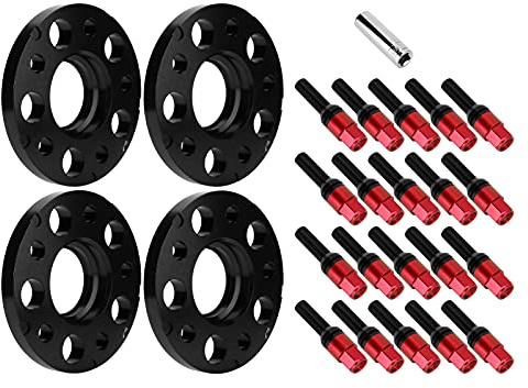 Acouto Espaciadores de Ruedas 5x112 15 Mm con Centrado en el Cubo, Aleación de Aluminio 6061 T6, Orificio Central de 66,56 Mm, Aumentan la Estabilidad, Se Adaptan a Varios Modelos de
