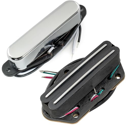 Musiclily Pro TL-DPHA Alnico 5 TL Rail Blade SiTonabnehmer Set Chrom | Single Coil und Humbucker Hals Steg Pickups 8K/12,8K ,für Tele E-Gitarre