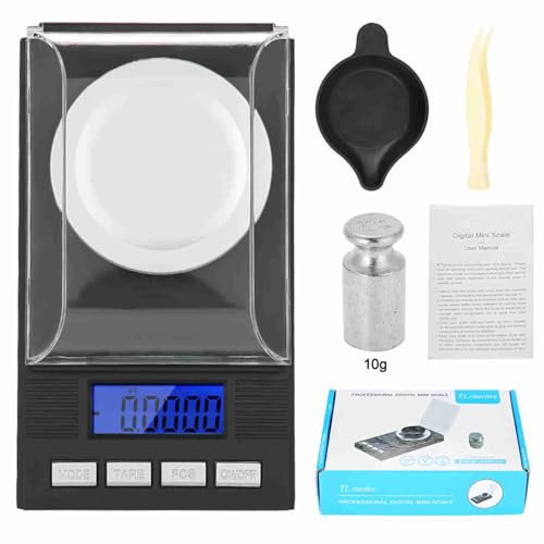 Digitale Schmuckwaage, Präzisions-Taschenwaage mit 0,001 g Genauigkeit, ideal für Edelsteine, Gold, Schmuck, kleine tragbare Grammwaage mit Tara-, Kalibrierungs- und Zählfunktionen (10g)