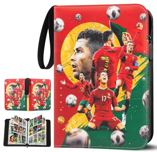 Fussball Karten Sammelalbum, Sammelkarten Album bis zu 900 Karten | 9 Fächer 50 Seiten Sammelheft Fussball mit Reißverschluss, Groß Sammelalbum für Spielkarten,Sportkarten, Ninjago,TCG, MTG