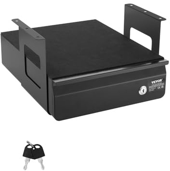 VEVOR Tiroir Coulissant sous Bureau, 365x335x185 mm, Tiroir Organisateur de Rangement de Bureau Caché Verrouillable, Capacité de Charge 5 kg, pour Maison sous Table, Poste de Travail Assis-debout